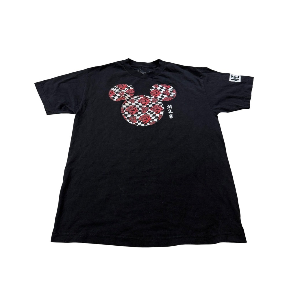 Neff Disney Mickey Mouse Shirt Rose Checkerboard Streetwear Skater Grunge L